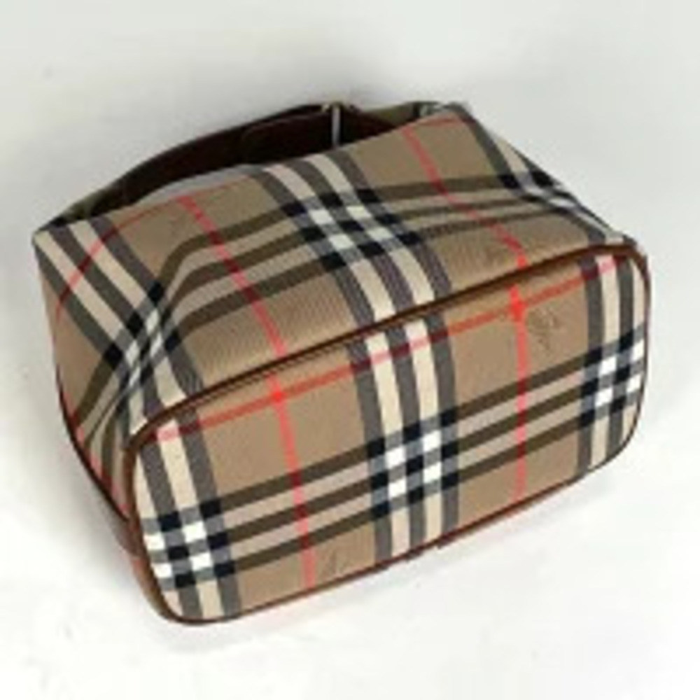 Burberry Canvas Handbag Check Brown